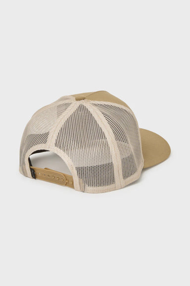 Beige trucker cap on a white background