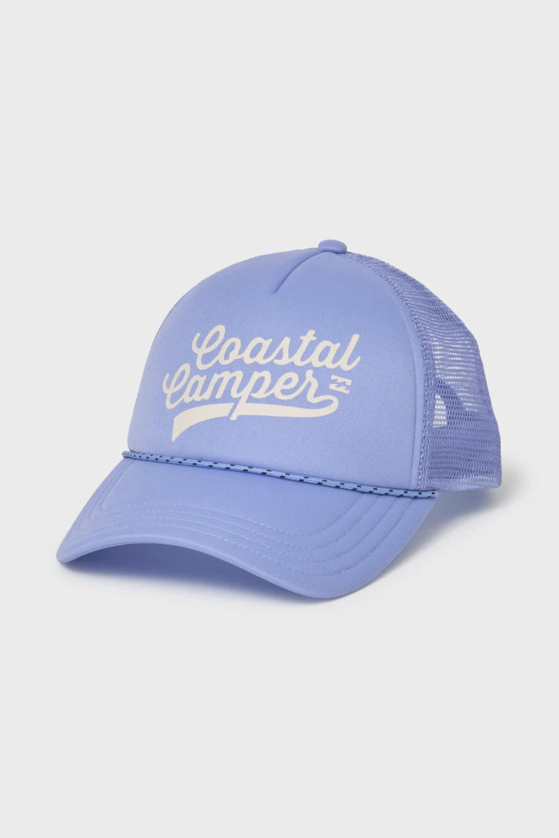 Light blue cap with 'Coastal Camper' logo on a light gray background