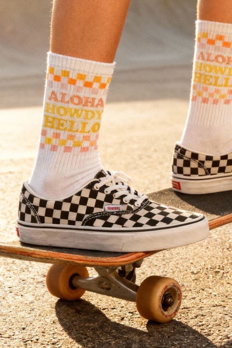 Aloha Howdy Hello Socks