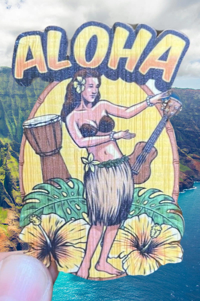 Aloha Hula GIrl Bamboo Sticker