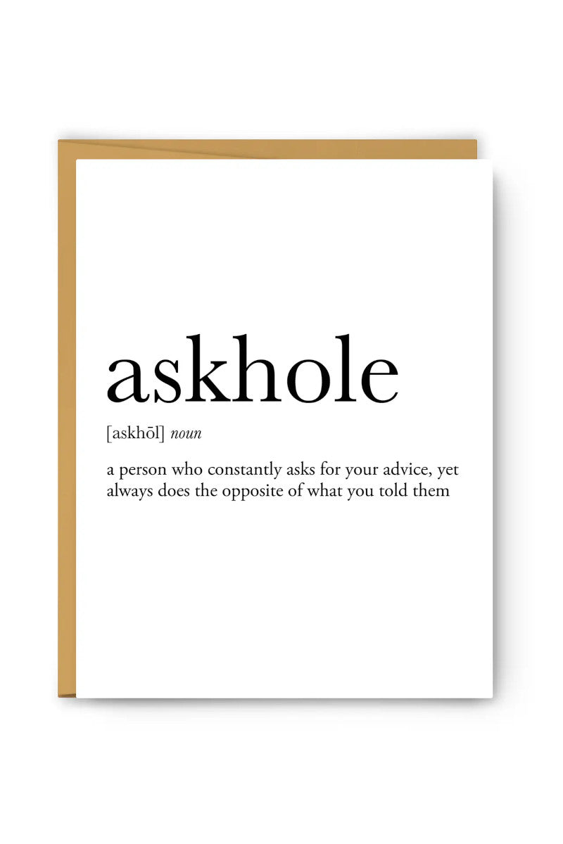 Askhole Definition Card