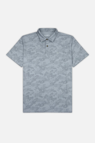 Grey polo shirt with textured design