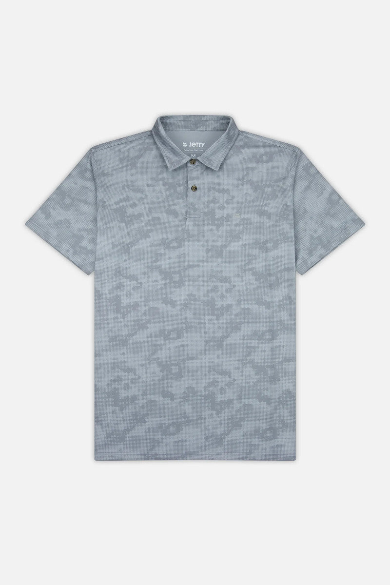 Grey polo shirt with textured design