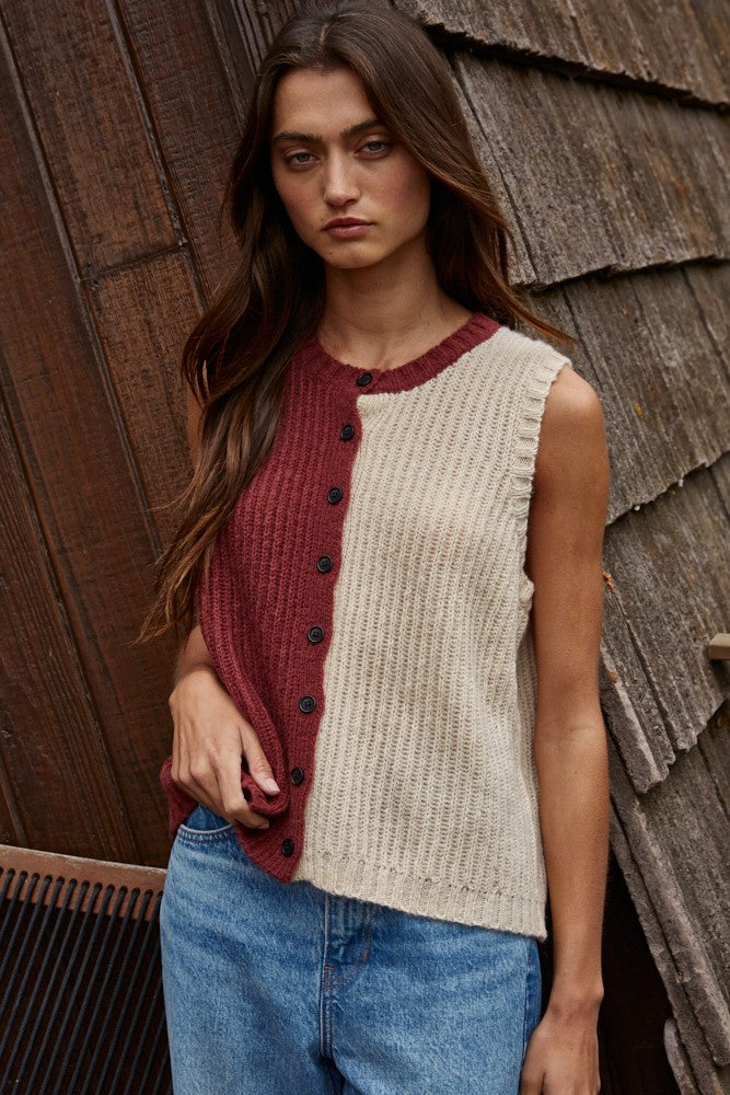 Color Block Ribbed Vest