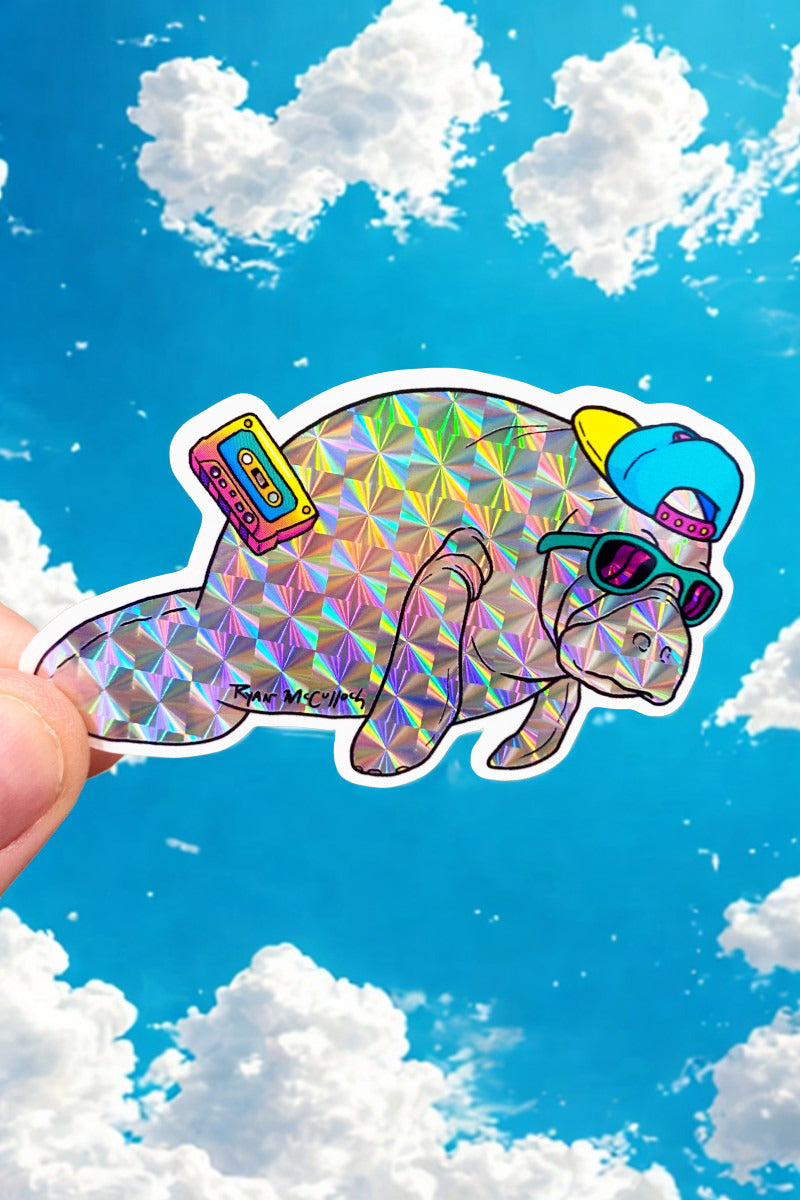 Cool Manatee Prismatic Sticker