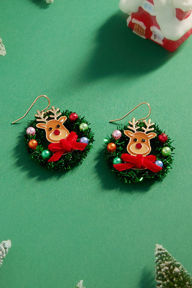 Rudolph Wreath Earrings