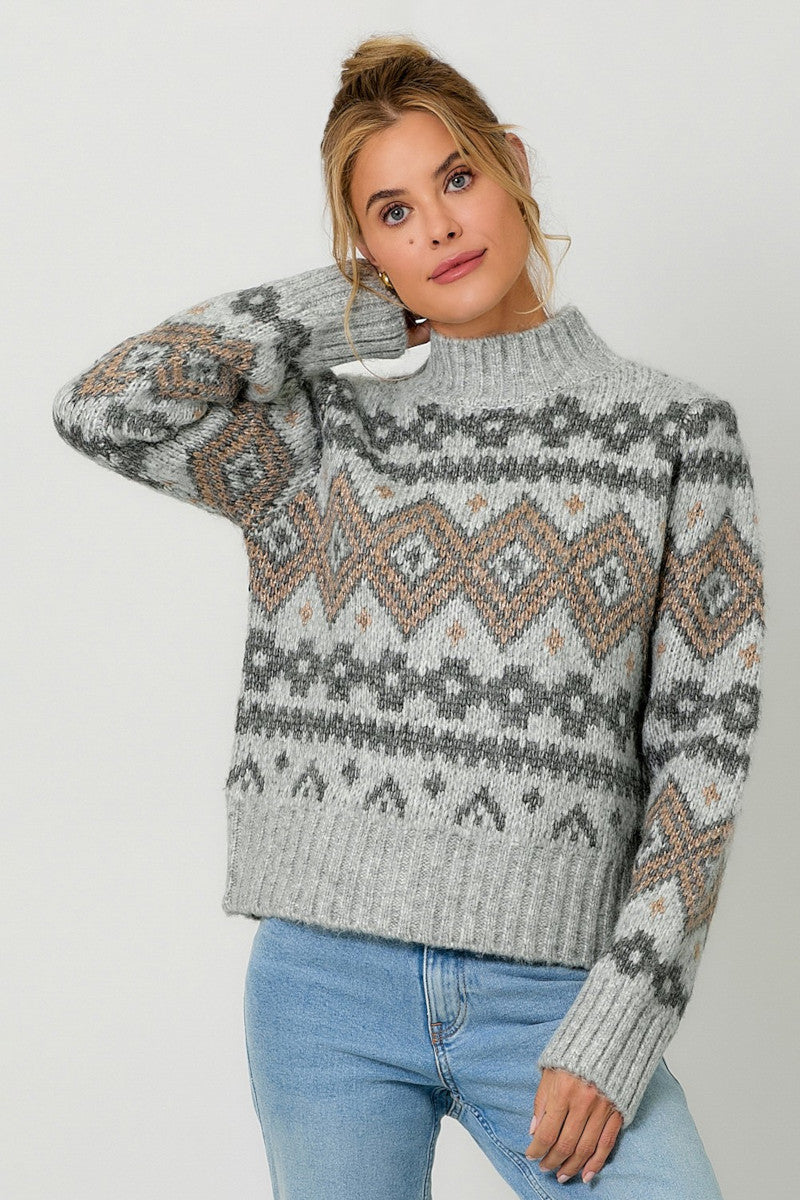 Fair Isle Mock Sweater