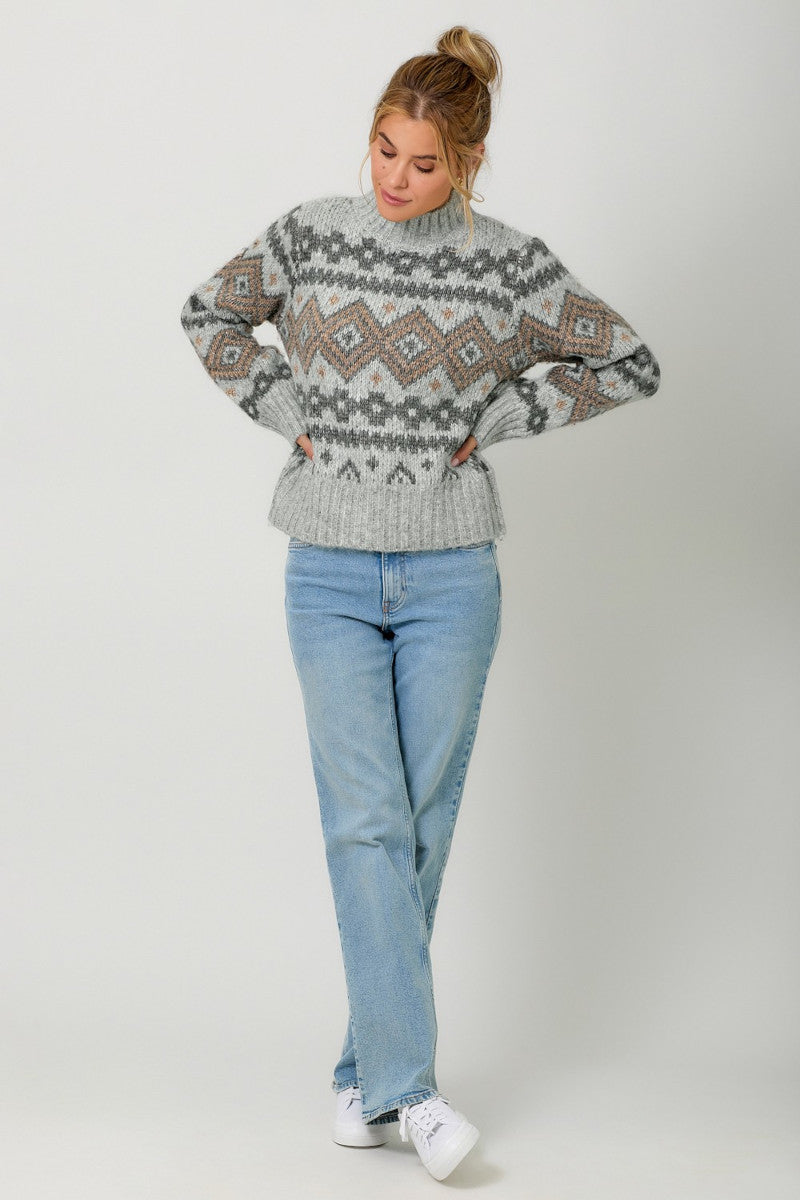 Fair Isle Mock Sweater