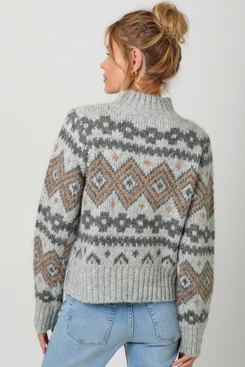 Fair Isle Mock Sweater