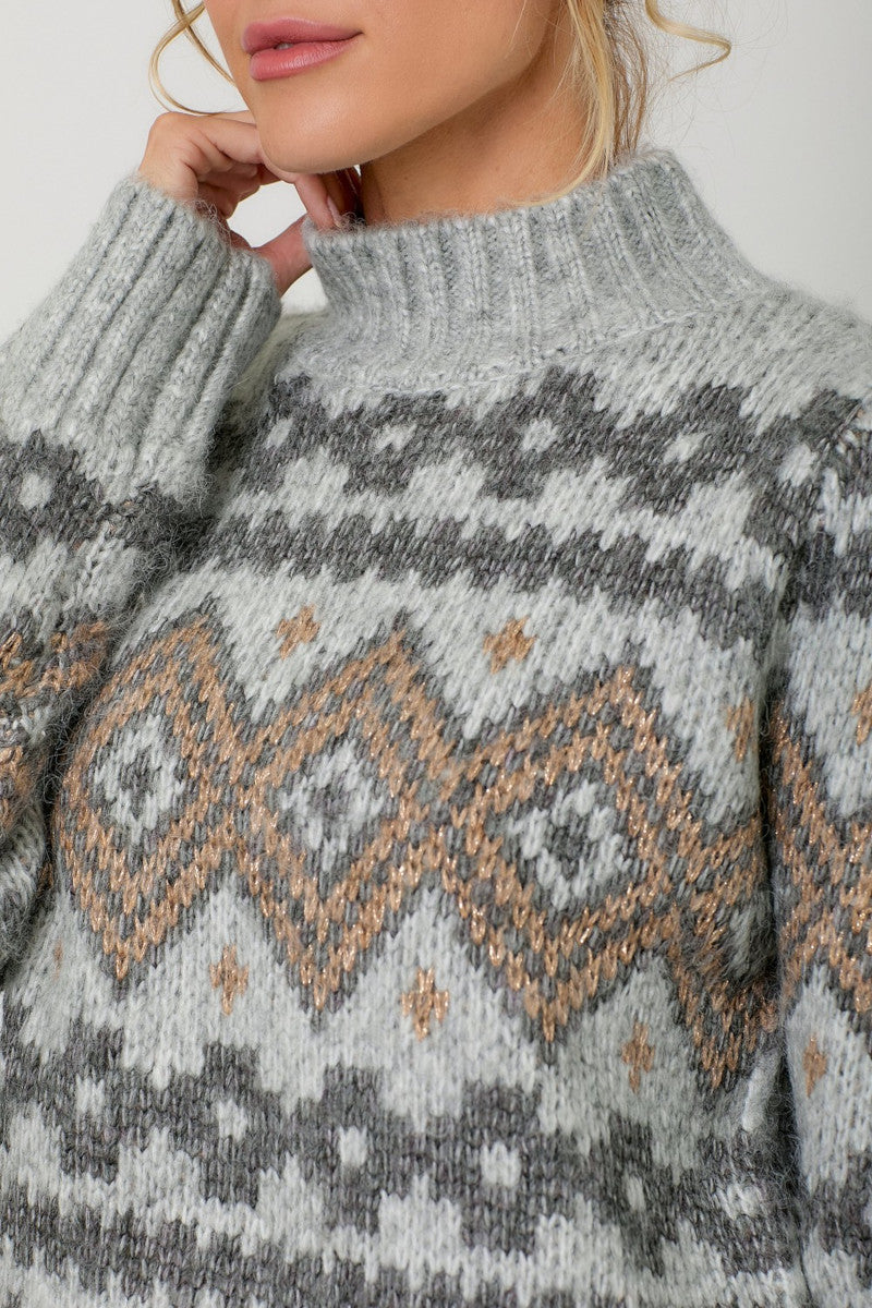 Fair Isle Mock Sweater