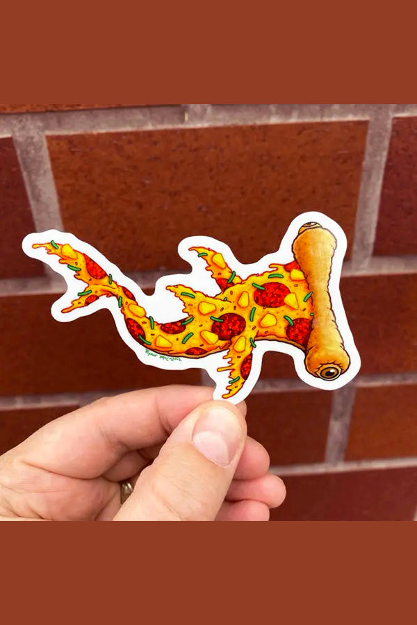 Hammerhead Pizza Glitter Sticker