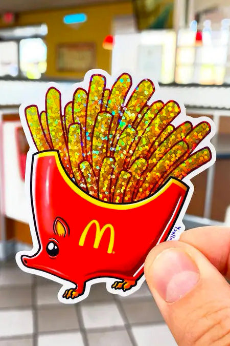 Hedge Fries Glitter Sticker