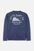 Back of a navy long sleeve t-shirt with a wave graphic that says "Jetty Surf Co In Over Our Heads Since 2003"