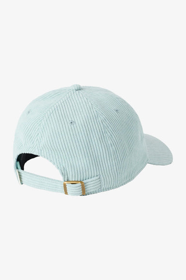 Light blue corduroy cap on a white background