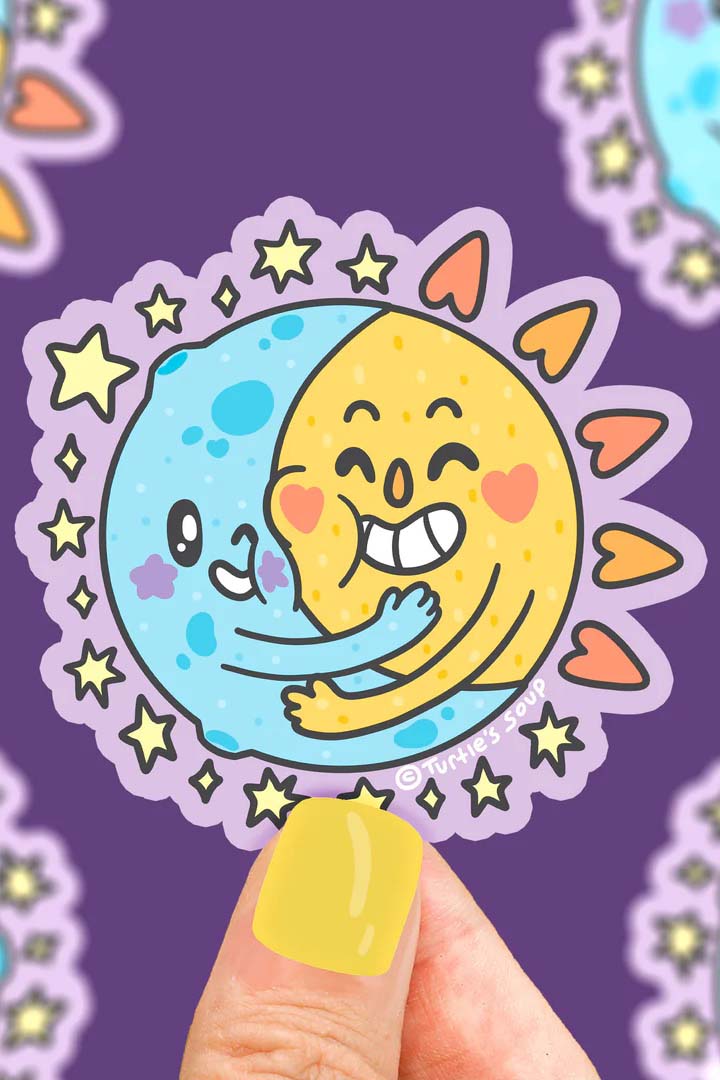 Moon and Sun Hugs Sticker
