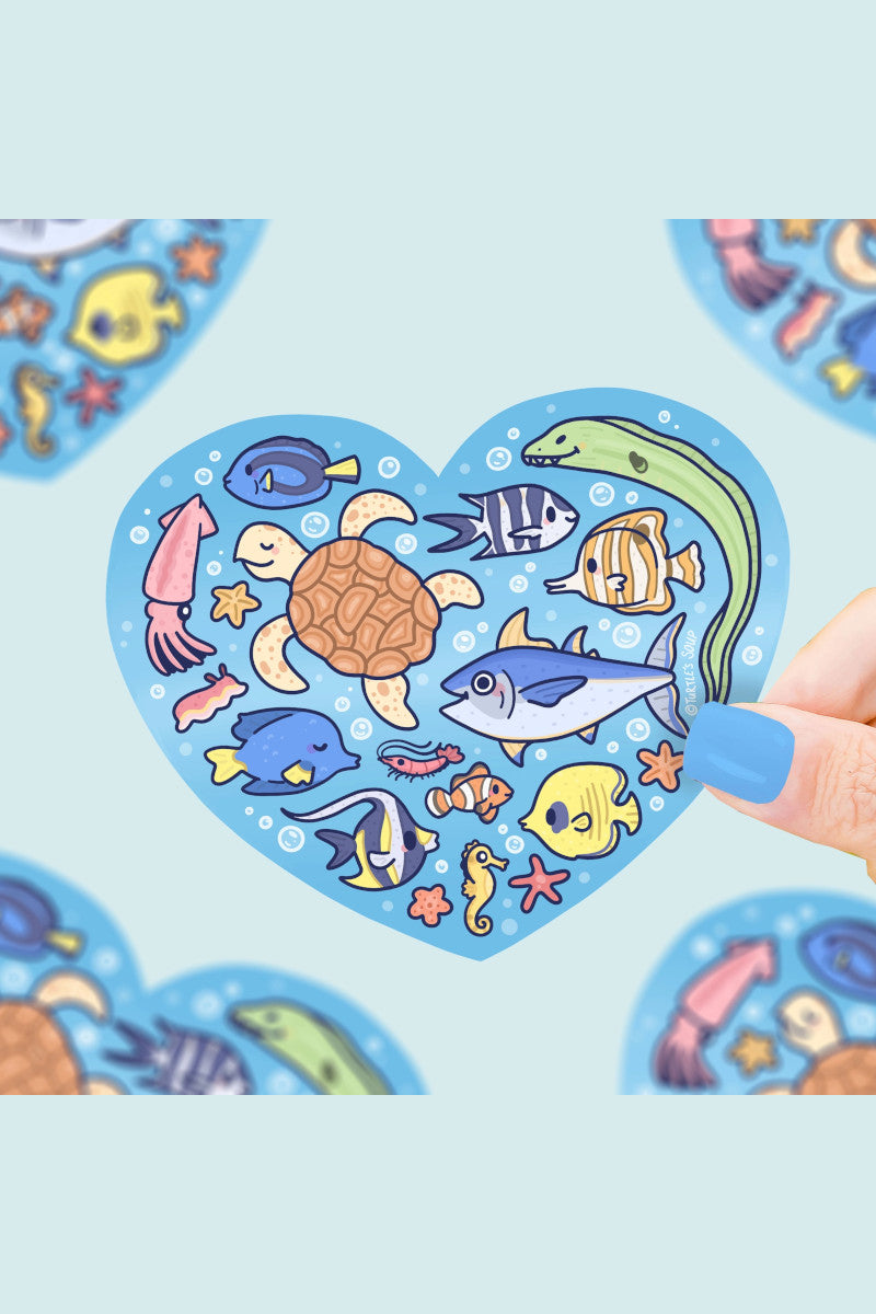 Ocean Animal Heart Sticker