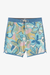 Colorful floral-patterned shorts on a white background