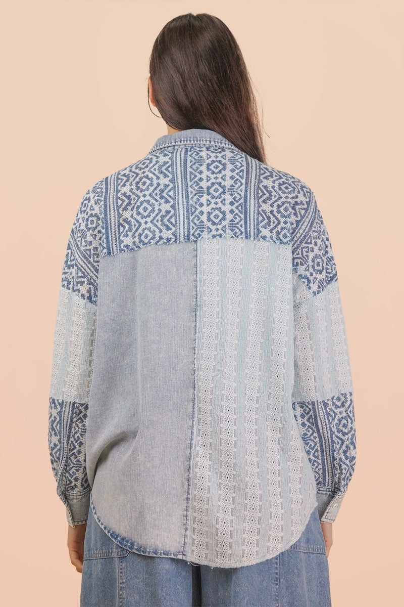 Oversized Denim Mix Top