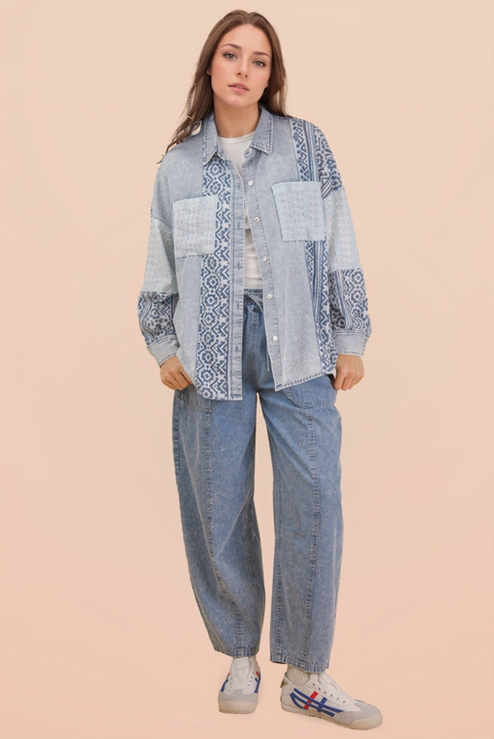 Oversized Denim Mix Top