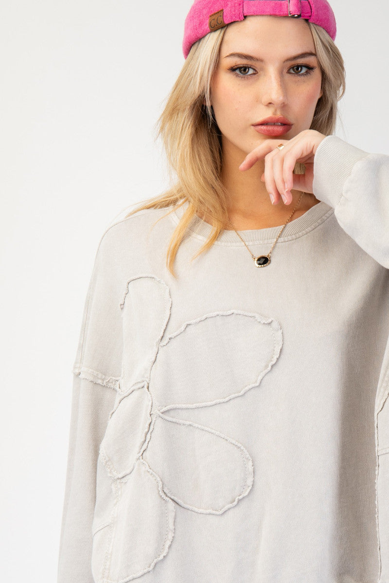 Patched Flower Sweatshirt