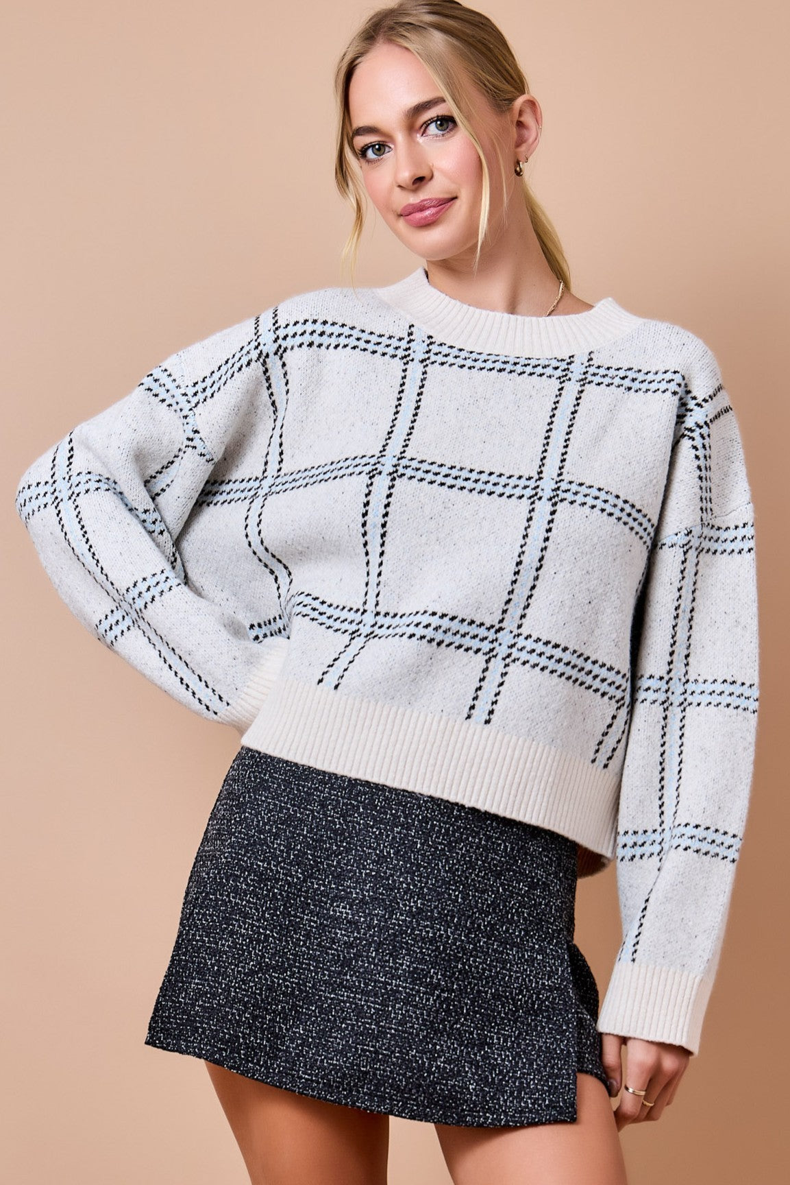 Plaid Crew Sweater