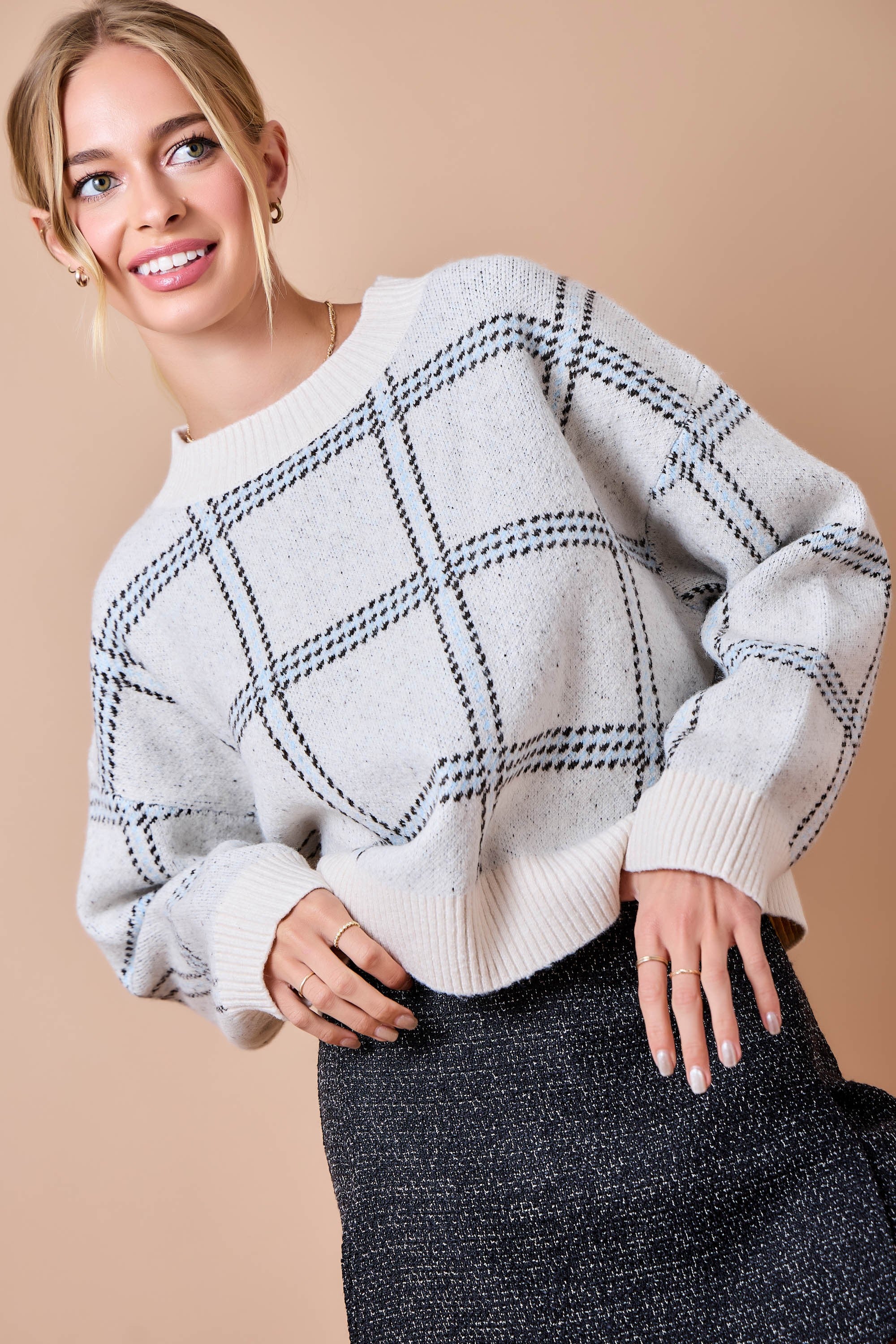 Plaid Crew Sweater