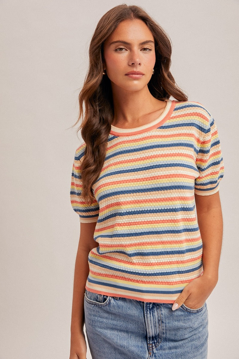 Pointelle Stripe Tee