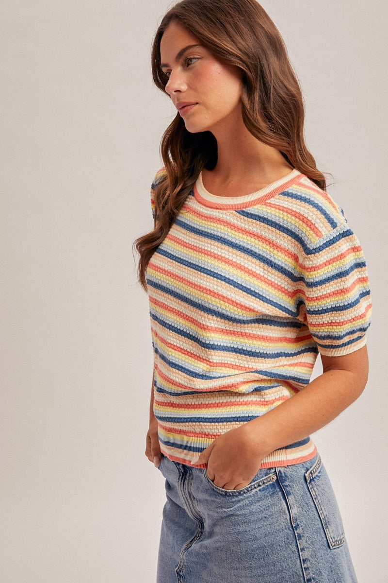 Pointelle Stripe Tee