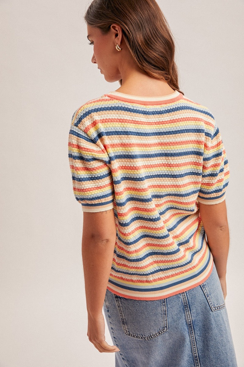 Pointelle Stripe Tee