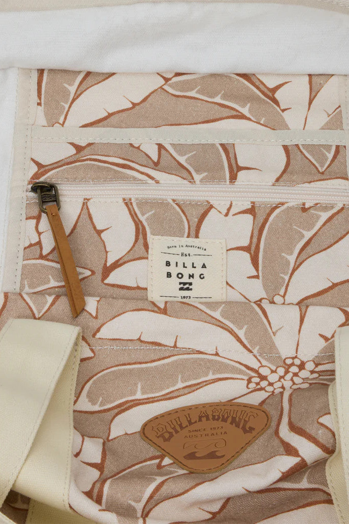 Detail shot of leaf print tote bag