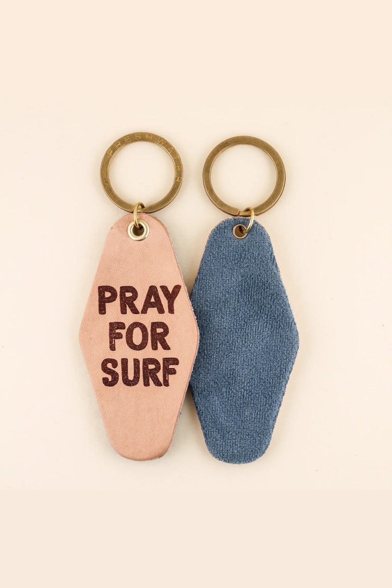 Pray For Surf Motel Keychain