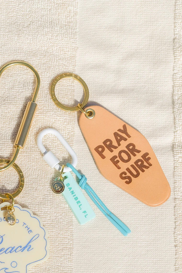 Pray For Surf Motel Keychain