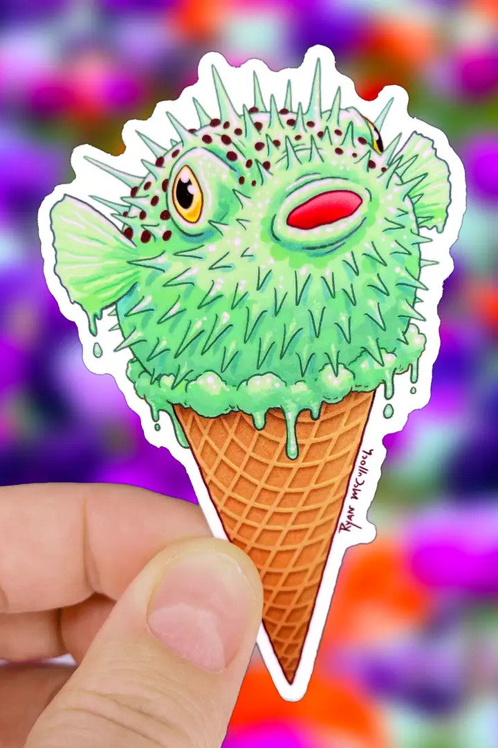 Pufferfish Ice Cream Vinyl Sticker