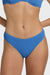 Blue bikini bottom worn by a person on a white background