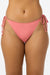 Pink bikini bottom with tie sides on a white background