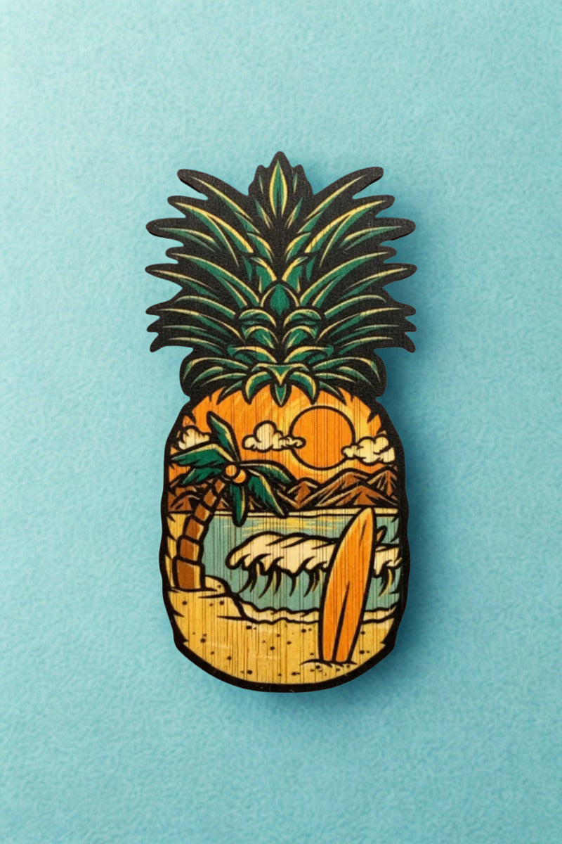 Pineapple Surf Bamboo Sticker