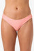 Pink bikini bottom worn by a person on a white background
