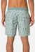 Blue-green floral shorts worn by a person on a white background