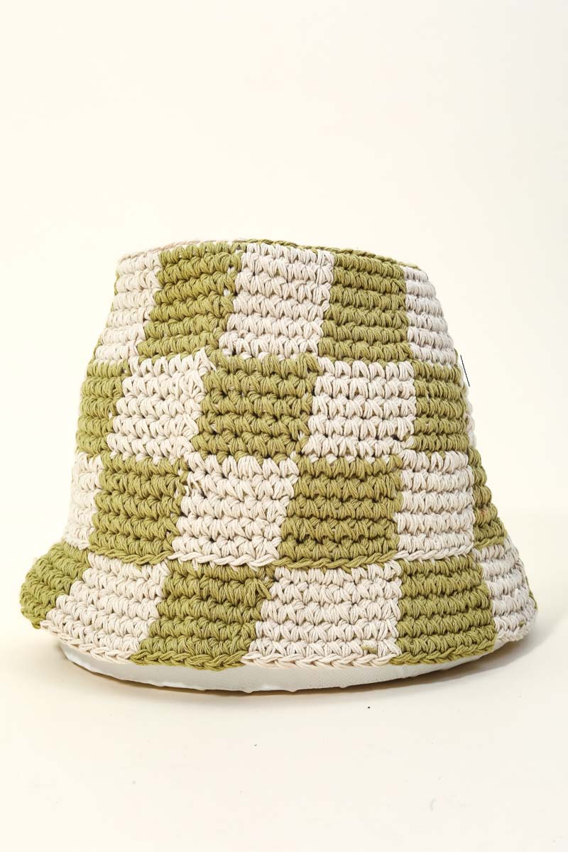 Crochet Check Bucket Hat